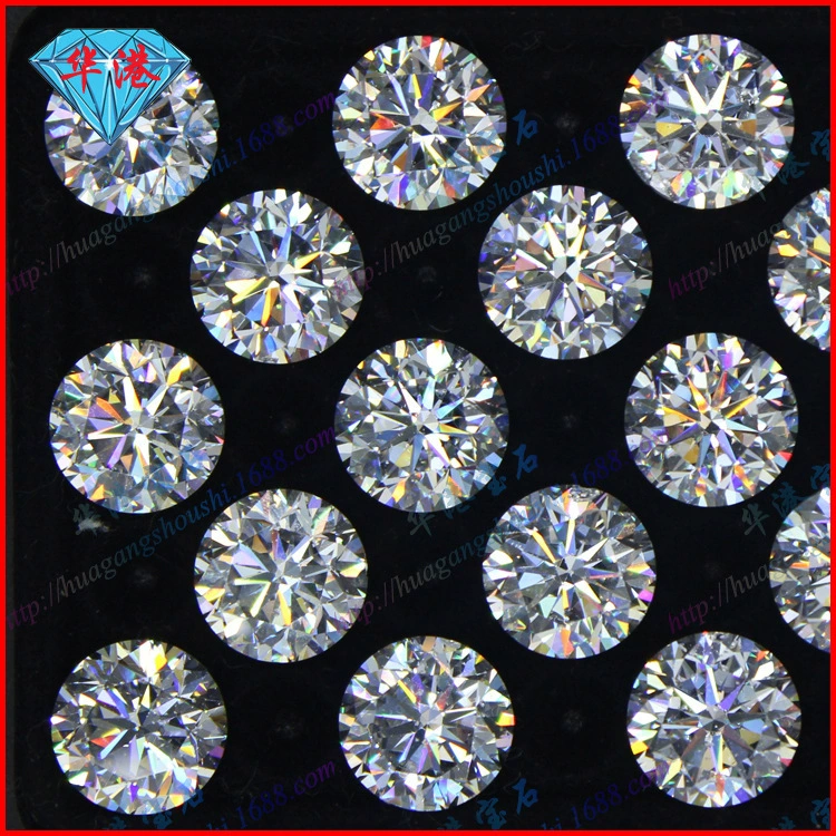 Huagang Gem 9A круглый «восьмисердечный-восьмистрелочный», камни без оправы, искусственный кубический циркон, белый сверхблестящий, импорт