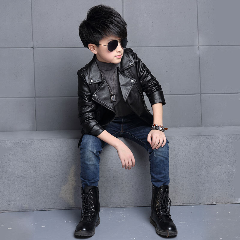 Boys' Leather Tops Spring and Autumn 2021 New Medium and Large Children's Korean Version Thin Children's Clothing Top Cross-Border Leather Tops Boys' Leather Tops Spring and Autumn 2021 New Medium and Large Children's Korean Version Thin Children's Clothing Top Cross-Border Leather Tops
