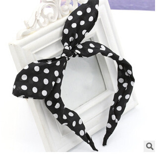 Tocado accesorios para el cabello al por mayor arroz bandera floral Orejas de conejo diadema Corea del Sur moda Polka Dot arco diadema