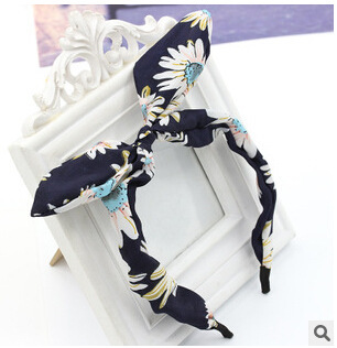 Tocado accesorios para el cabello al por mayor arroz bandera floral Orejas de conejo diadema Corea del Sur moda Polka Dot arco diadema