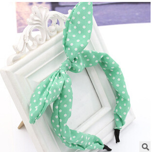 Tocado accesorios para el cabello al por mayor arroz bandera floral Orejas de conejo diadema Corea del Sur moda Polka Dot arco diadema