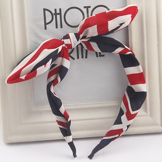 Tocado accesorios para el cabello al por mayor arroz bandera floral Orejas de conejo diadema Corea del Sur moda Polka Dot arco diadema