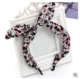 Tocado accesorios para el cabello al por mayor arroz bandera floral Orejas de conejo diadema Corea del Sur moda Polka Dot arco diadema