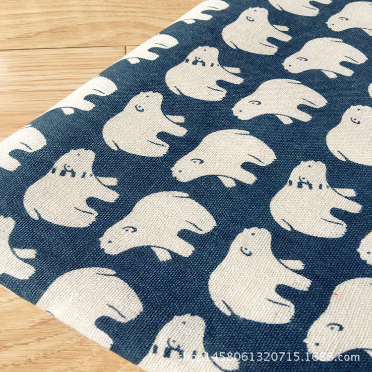 厂家直批 加厚面料 帆布印花 帆布 DIY 工艺品布 桌布 北极熊