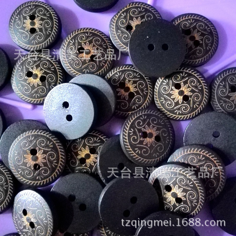 18mm marca láser hebilla de madera retro de una sola cara bolsa tallada botón DIY accesorios de ropa hebilla decorativa