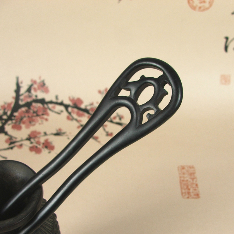 古典的なフリンジのかんざしの時代の装飾の髪飾りの花嫁の足取りのかんざしの古風な復古的なu形の黒檀の木のかんざしの木のかんざし