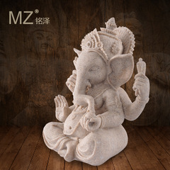 Home Decor Creative Gift Sandstone Buddha Sculpture Craft Wholesale 14375 Indian Ganesha Resin Figurine