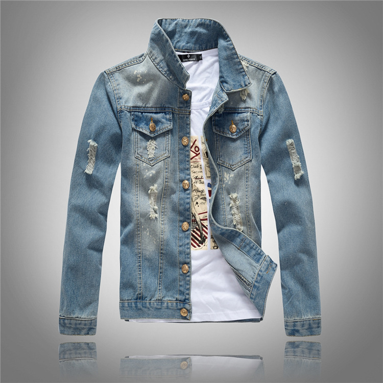 Kuole Korean style trendy men's Denim jacket men's washed denim jacket slim fit Denim jacket light color men's jacket Kuole Korean style trendy men's Denim jacket men's washed denim jacket slim fit Denim jacket light color men's jacket