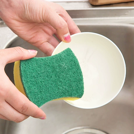 Scrub Sponge — Dual-Layer Sponge with Scouring Pad, 10×7×3 cm, single & multi-pack options