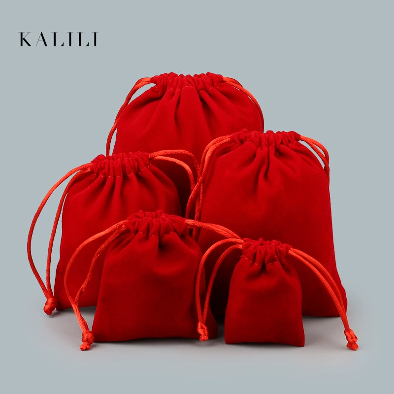 Красный Non-Пряжки Фланель Сумка Ювелирные Изделия Сумка Небольшой Мешок Ткани Подарок Ювелирные Изделия Сумка