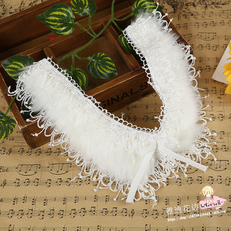 韩款蕾丝娃娃领 复古假领 衣领花边领 打皱雪纺蕾丝领花