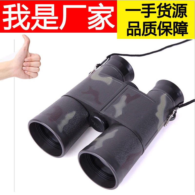 批发6X35儿童迷你彩色仿真望远镜塑料双筒科教望远镜玩具 便携式