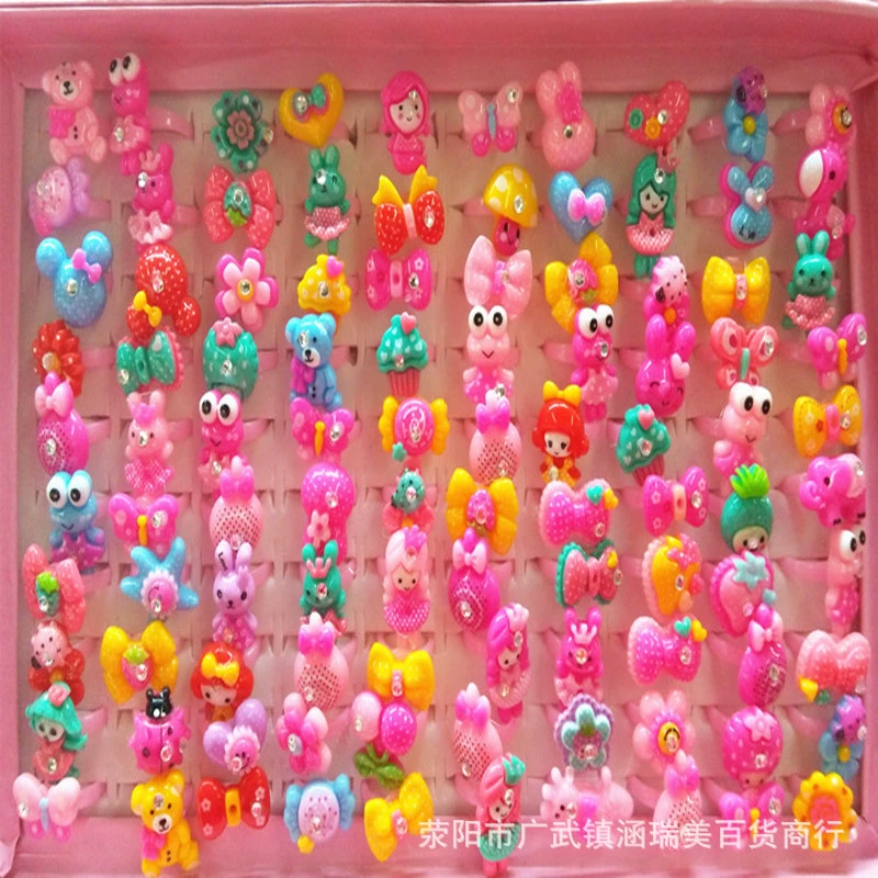 Cartoon accessory, children's adjustable ring, 100 pieces