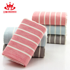 日系布藝條紋純棉毛巾 成人紗布大毛巾公司禮品批發