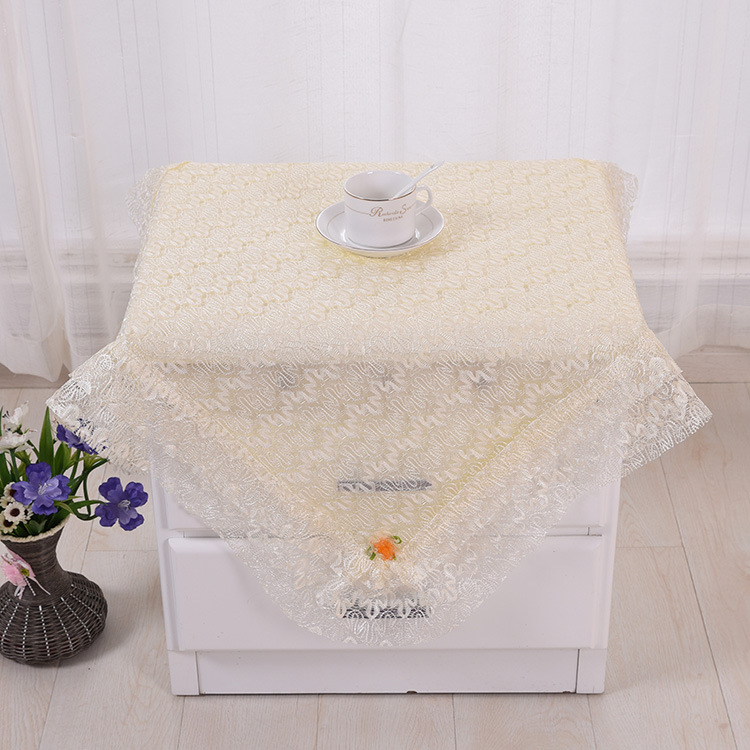 Wholesale Coffee Table Tablecloth Lace Dust Cover Household Multi-Purpose Towel Double Layer Solid Color Ice Silk Dragon Flower Tablecloth Tablecloth