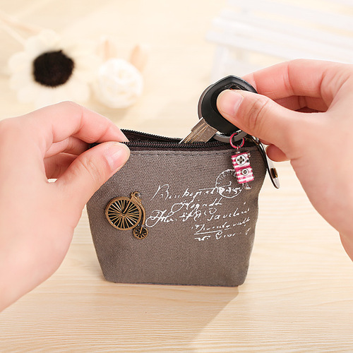 Korean style new ladies coin purse retro style canvas wallet zipper shell shaped small square bag manufacturer wholesale