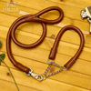 Jinjia dogs with PU leather leading rope set dog chain tighten the P chain neck ring traction rope pet supplies wholesale