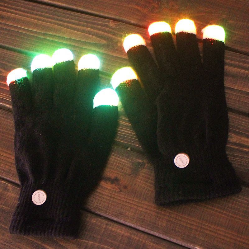 Nuevos Guantes luminosos LED Directo de Fábrica LED coloridos guantes mágicos luminosos LED flash guantes Negro
