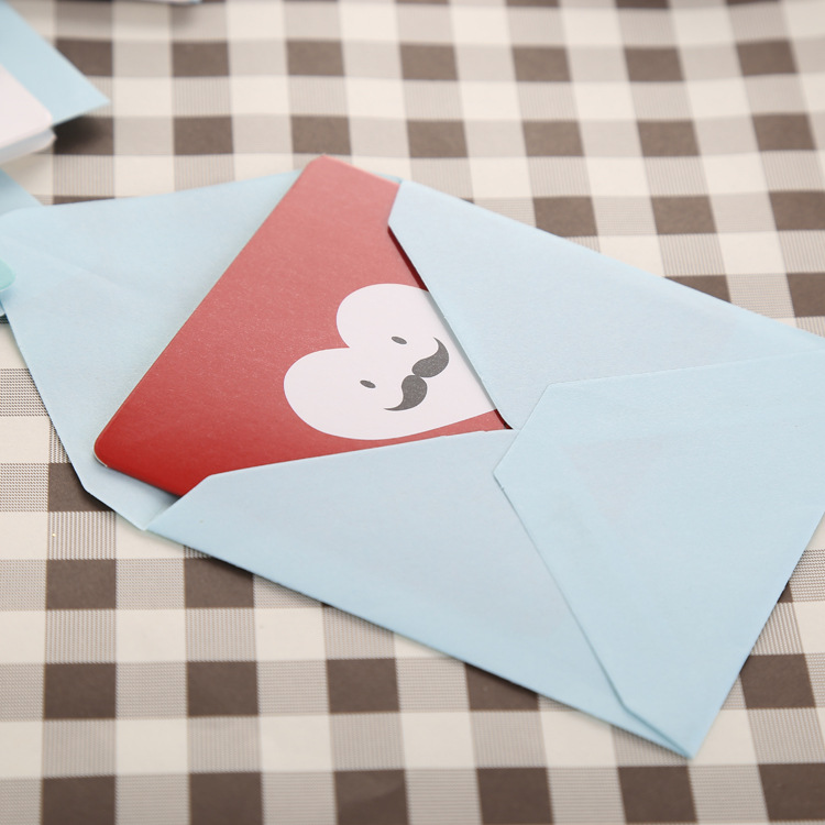 Tarjeta de felicitación de dibujos animados coreanos creativos Tarjeta de bendición para niños tarjeta de felicitación de San Valentín tarjeta pequeña sobre