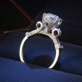 JZ001群镶90分豪圆形钻戒镀白金钻石戒指求婚结婚裸钻钻戒