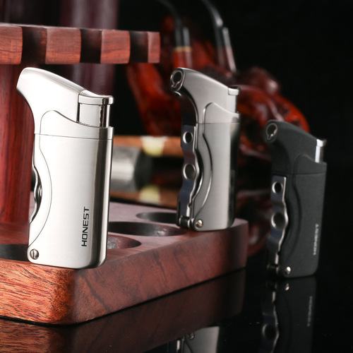 Baicheng multi-functional metal cigar lighter windproof direct flush portable personalized creative inflatable smoking set wholesale