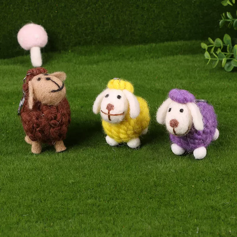 手工羊毛毡家居摆件 创意摄影道具工艺品 可爱小彩羊摆件厂家直销