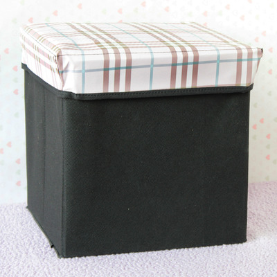 普通低價收納凳無紡布收納折疊凳PU皮革儲物凳多功能汽車換鞋凳子