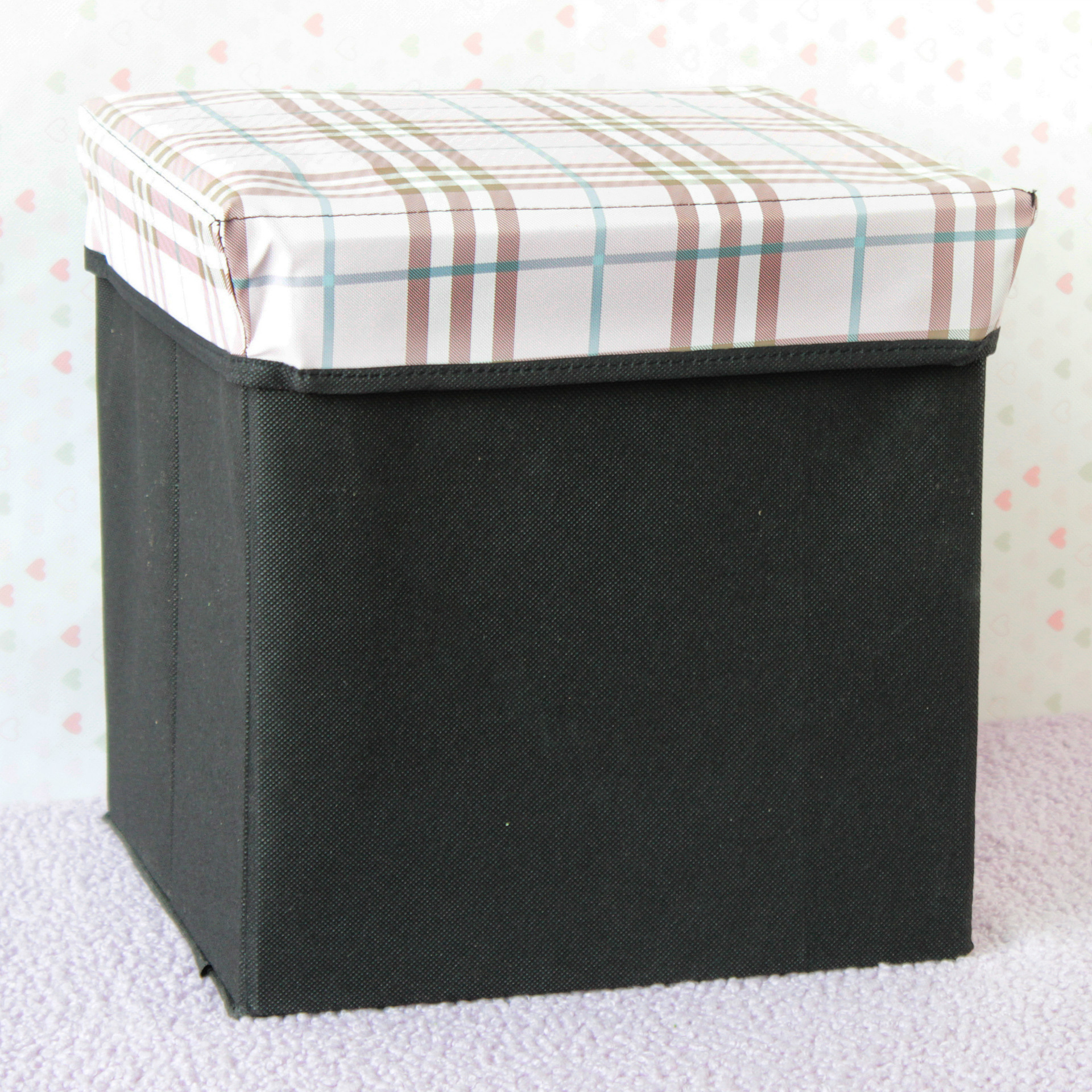 普通低價收納凳無紡布收納折疊凳PU皮革儲物凳多功能汽車換鞋凳子