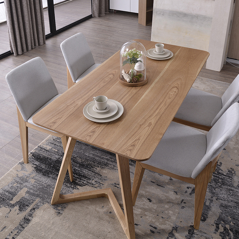 Nordic mesa de comedor y silla combinación Hotel Occidental restaurante cafetería mesa rectangular mesa de madera maciza apartamento pequeño suministro directo de fábrica