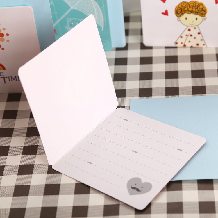 Tarjeta de felicitación de dibujos animados coreanos creativos Tarjeta de bendición para niños tarjeta de felicitación de San Valentín tarjeta pequeña sobre