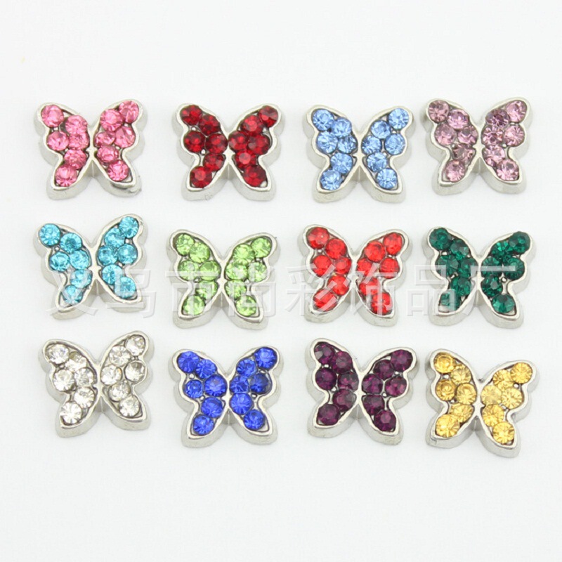 Butterfly birthday stone Floating locket charms DIY glass photo box pendant jewelry accessories