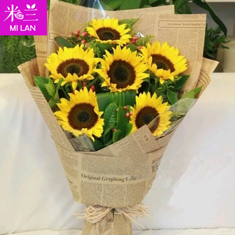 Doble cara Inglés noticias papel flor papel embalaje ramo material de embalaje de regalo al por mayor papel de regalo 50 hojas