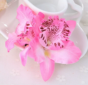 Заколка для волос Beach Orchid, Bridal Hairgrip, двойная орхидея 7 см, аксессуар для невесты и подружек невесты
