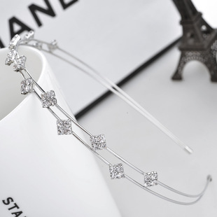 Double row square fashionable headband, universal trend hair accessory for face washing, Korean style, simple and elegant design, high-quality style