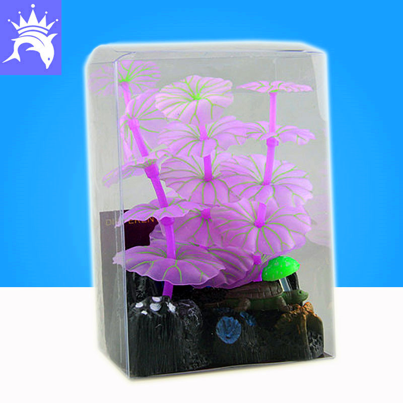 鱼缸装饰 塑料树脂 仿真荷叶树 水族夜光荷花青蛙 新品5