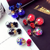 South Korean goods, summer glossy earrings, design crystal, flowered, trend of season