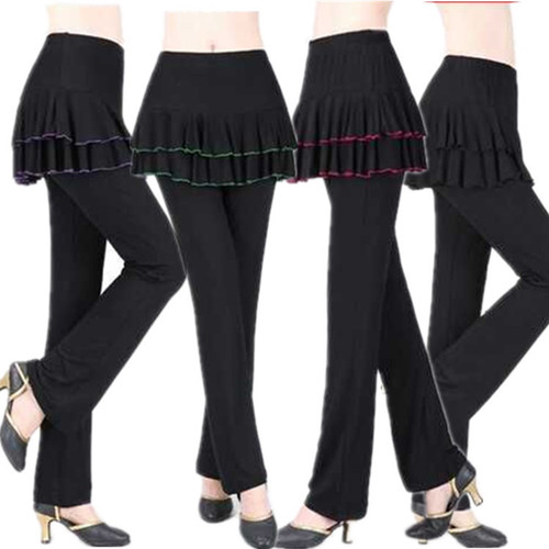 Square dance dress pants, modal middle-aged and elderly pure black double-layer dance pants manufacturer direct sale