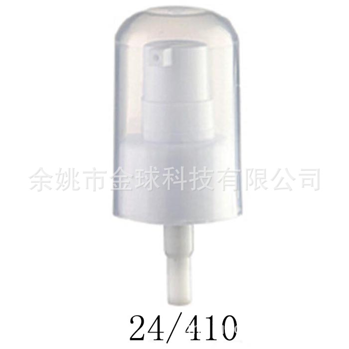 供应化妆品包装泵头 塑料24牙光面粉泵/乳液泵 pp圆头全罩