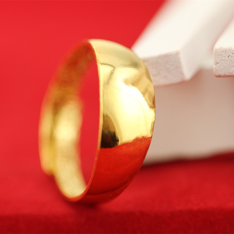 Copper Alloy Unisex Open Smooth Ring Brass Plated with Real Gold Round Plain Ring 2024 New Model