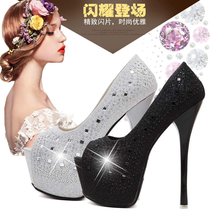 Европейская и американская мода, женская обувь на высоком каблуке со стразами и открытым носком на шпильке, 16 см, ненависть, сексуальная Однослойная обувь для ночного клуба, цельная доставка