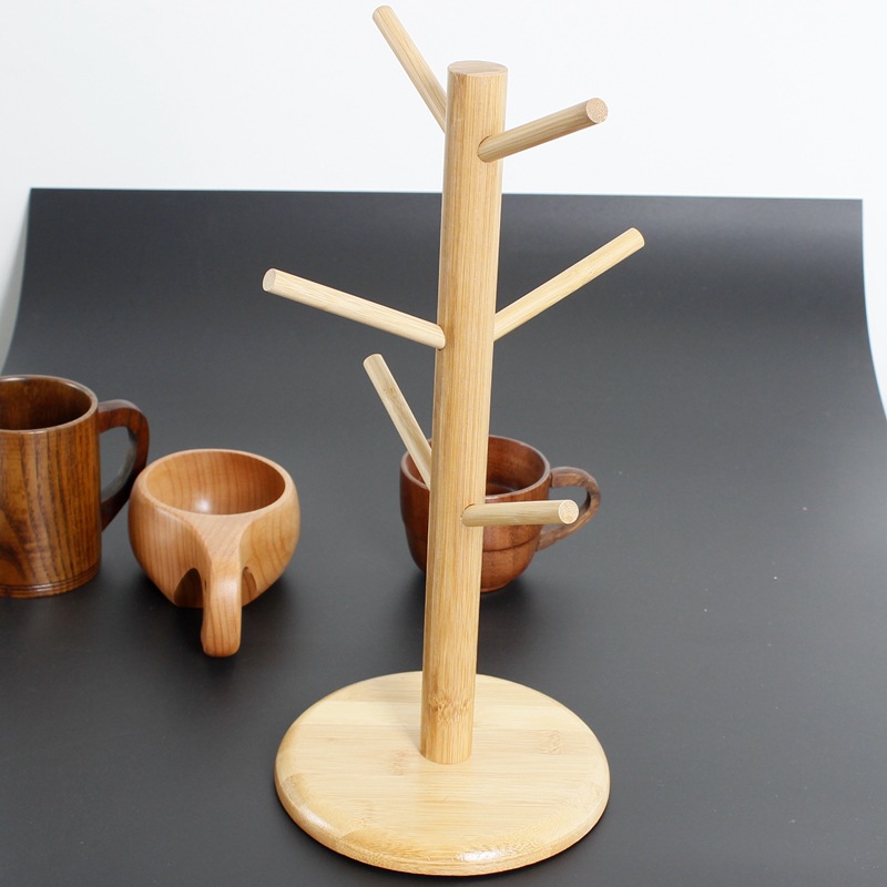 공장 직공급 일본과 한국 ZAKKA 간이 나무 컵 홀더 대나무 컵 보관 랙 머그 랙