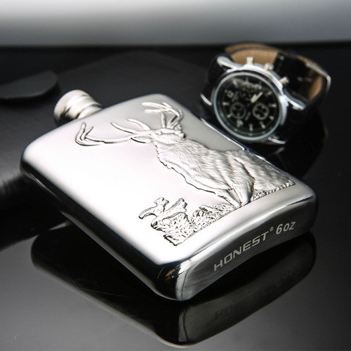 Baicheng 304 stainless steel wine bottle, outdoor portable 6 ounce handmade fine wine set with funnel wholesale