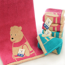 金号纯棉可爱童巾 小毛巾小熊图案提花绣面巾柔软吸水