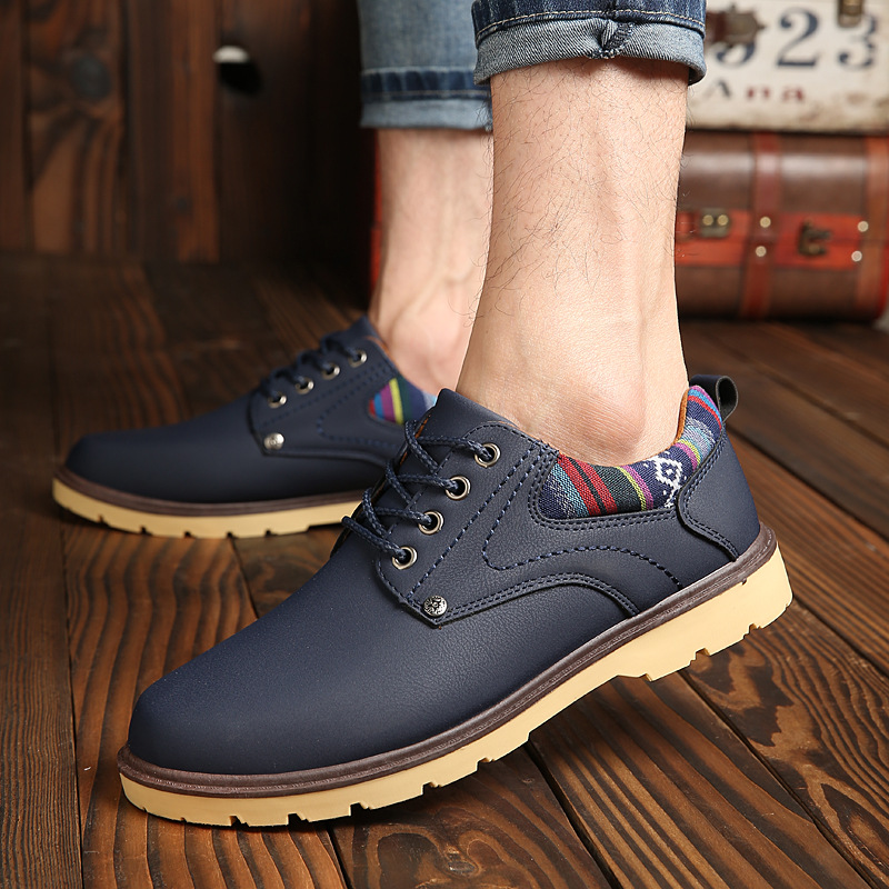 2020 Otoño nuevos zapatos de cuero casuales de negocios para hombres zapatos antideslizantes impermeables zapatos bajos zapatos de hombre entrega de una sola pieza image 4