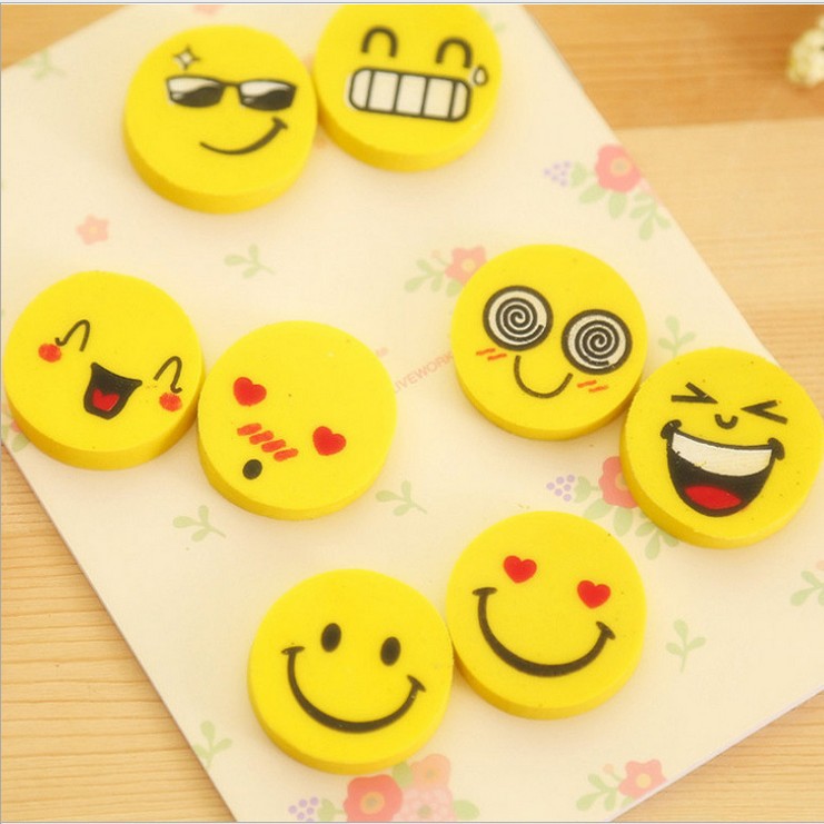 笑脸橡皮擦可爱卡通QQ微信表情小学生文具奖品幼儿园开学引流礼品