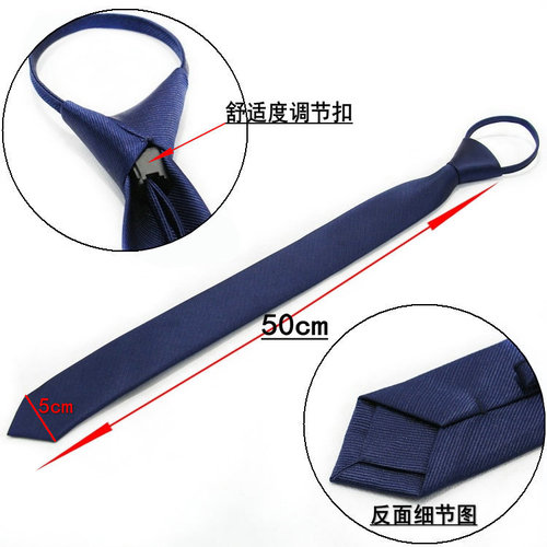 5cm trendy casual Korean style narrow version easy to pull lazy zipper tie for men formal business black solid color student girls