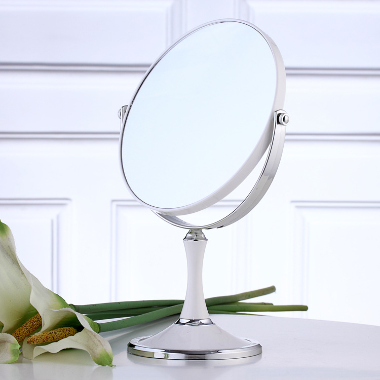 De doble cara de aumento de escritorio simple Espejo de 8 pulgadas de gran espejo de maquillaje de escritorio de estilo europeo Flip vestidor espejo