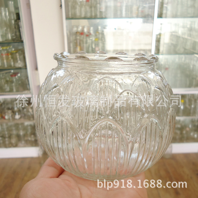 厂家直销大号莲花蜡烛罐玻璃瓶玻璃罐工艺品蜡台玻璃创意蜡烛瓶