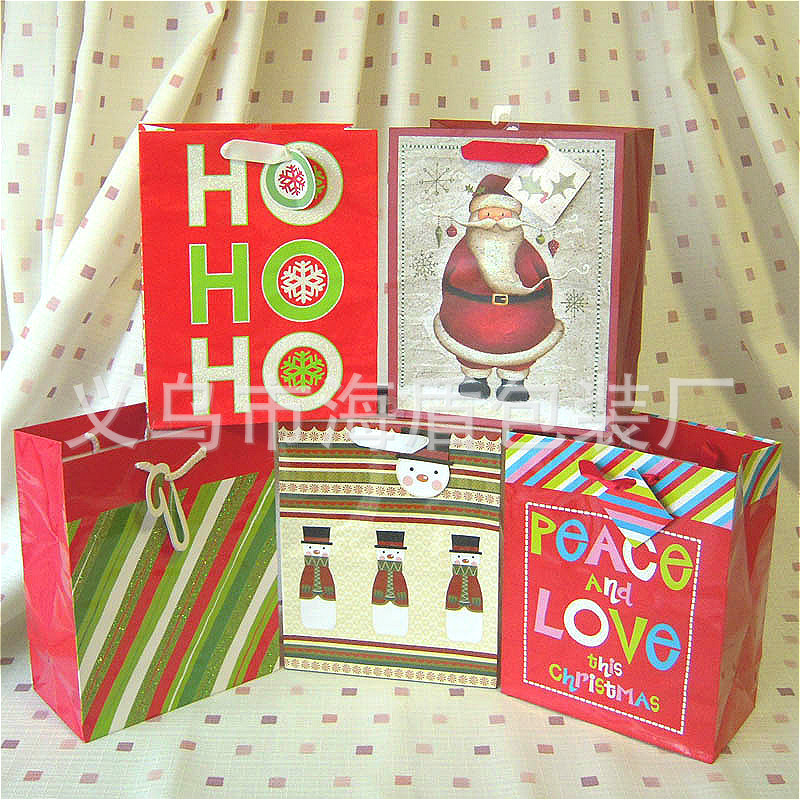 义乌供应Stylish 创意外贸圣诞手提纸袋 创意礼品袋定做 厂家直销