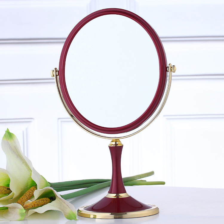 De doble cara de aumento de escritorio simple Espejo de 8 pulgadas de gran espejo de maquillaje de escritorio de estilo europeo Flip vestidor espejo